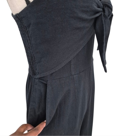 Abercrombie And Fitch black Linen Cotton blend Wide Leg Jumpsuit L - Picture 5 of 12